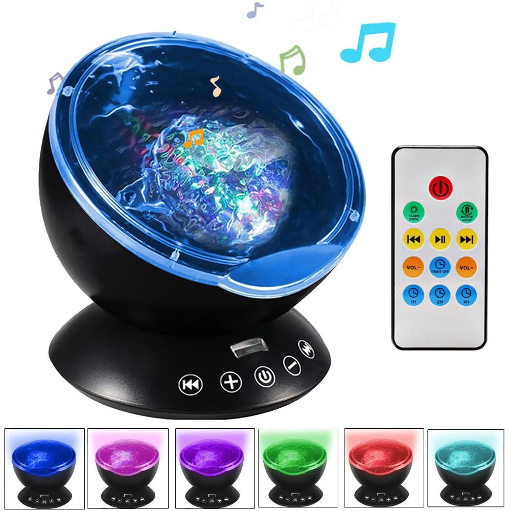 Ocean Wave Projector LED Night Light with Music Player